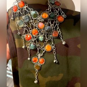 Silver Bib necklace with multi colors 
$15
#bibnecklace #gorgeouscolors